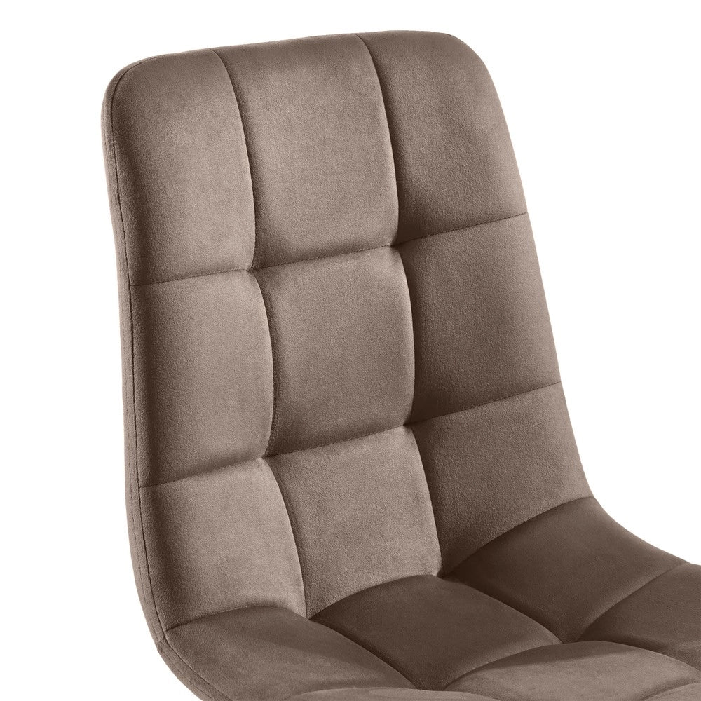 Set Tavolo da Pranzo con 4 Sedie Imbottite ¨C Xylo ¨C Piano Rettangolare 117x68 cm, Velluto Marrone, Gambe Nere