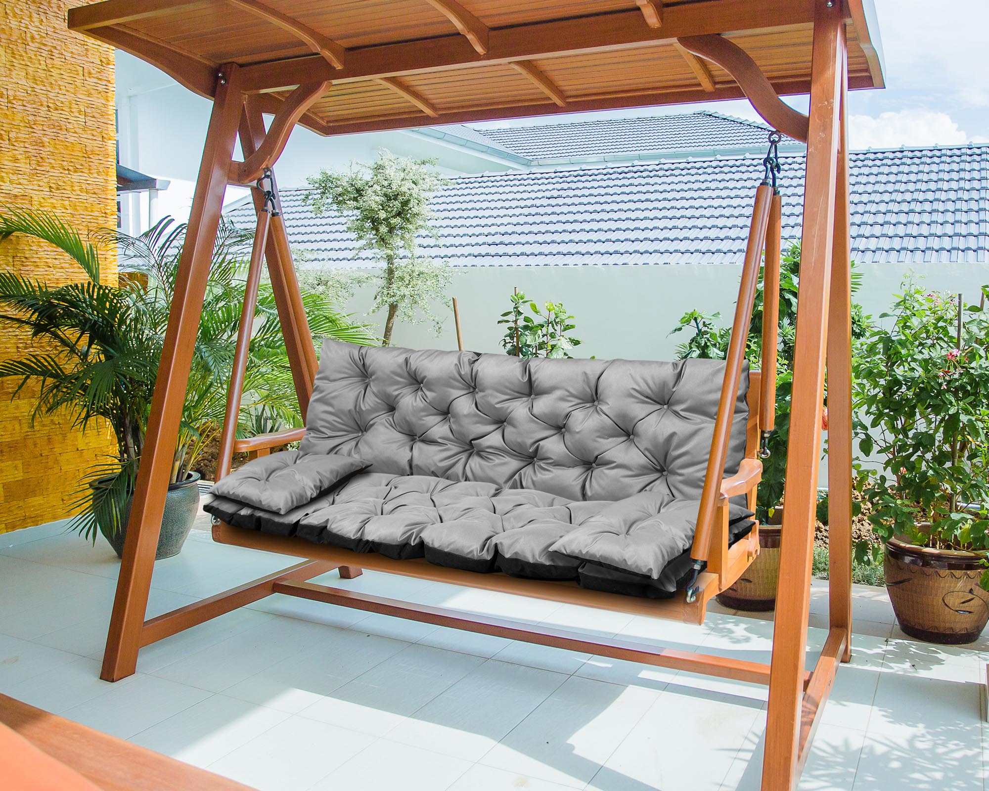 AIO FACTORY Set di cuscini da giardino 120x60x50 cm impermeabile grigio scuro