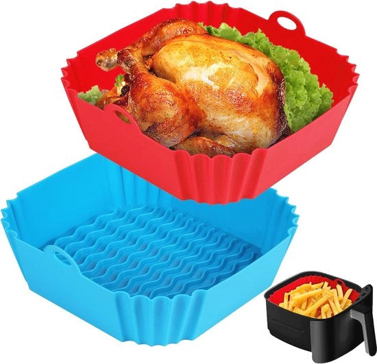 4 set di inserti in silicone riciclabili per air fryer - 20 cm quadrati per air fryer e forno