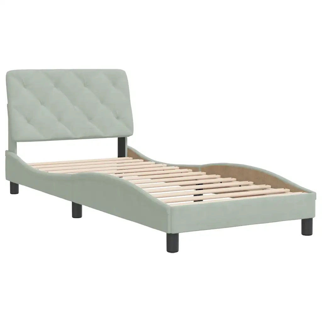 Giroletto senza Materasso Grigio Chiaro 90x190 cm Velluto