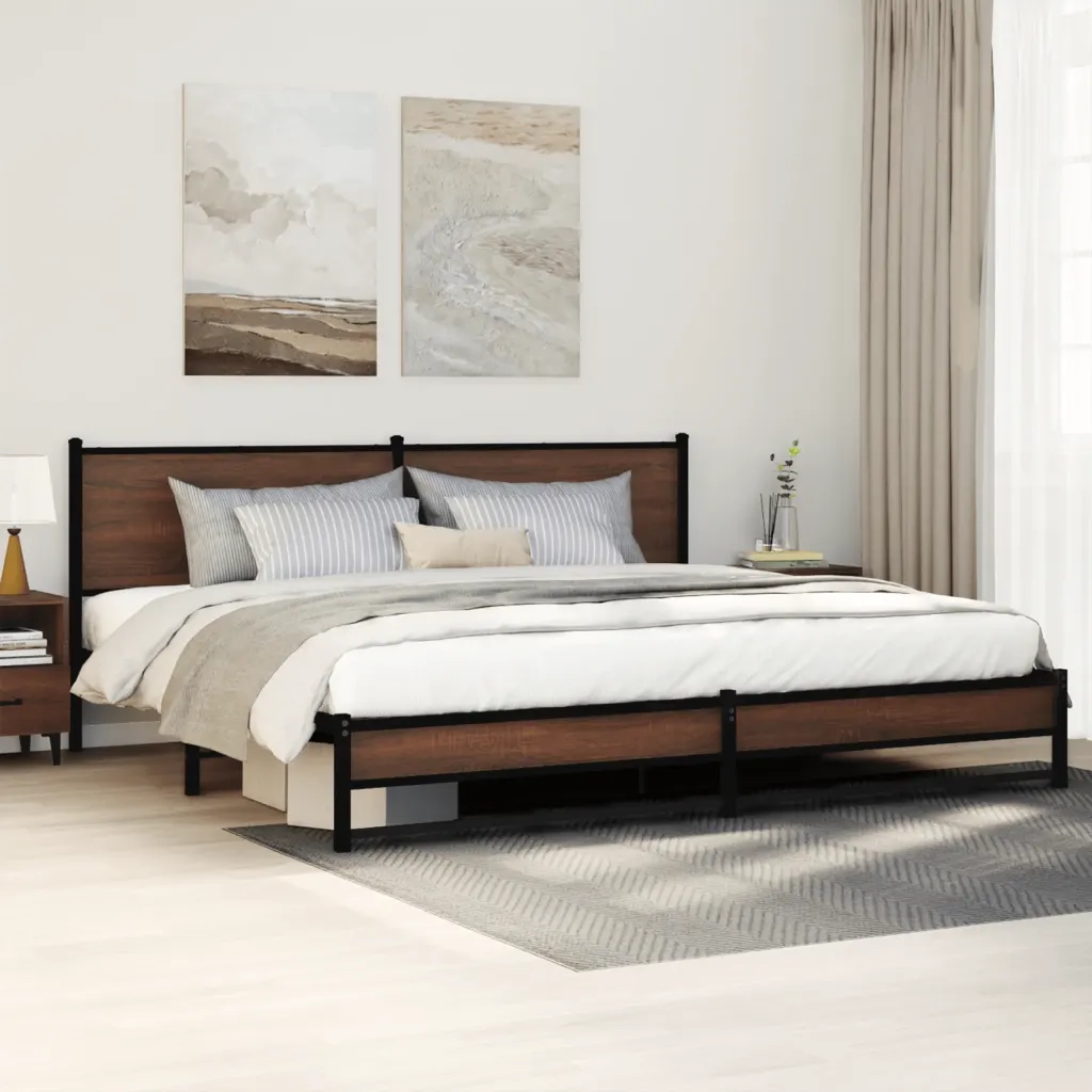 Giroletto senza Materaso in Metallo Rovere Marrone 193x203 cm