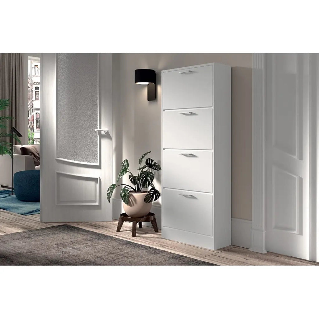 Mobile per scarpe verticale ERA – 4 cassetti – Bianco lucido
