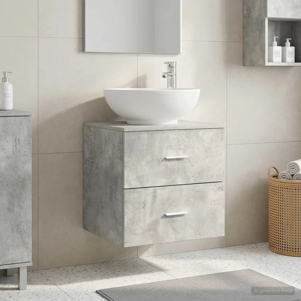 Mobile Lavabo da Parete Grigio Cemento 49,5 x 44,5 x 66,5 cm 890305