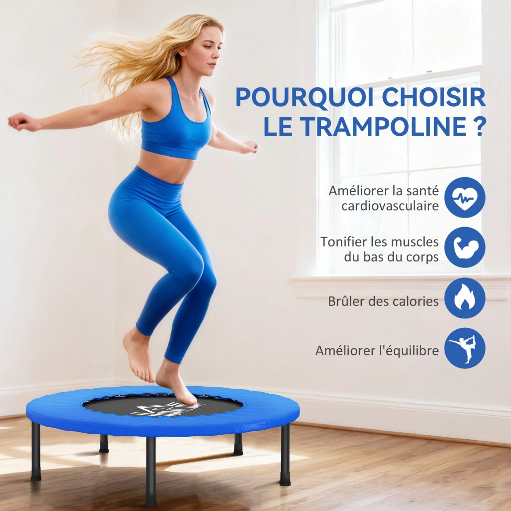 Trampolino fitness mini ¨C Xylo ¨C ? 81 cm, carico 100 kg, piedini antiscivolo, blu e nero