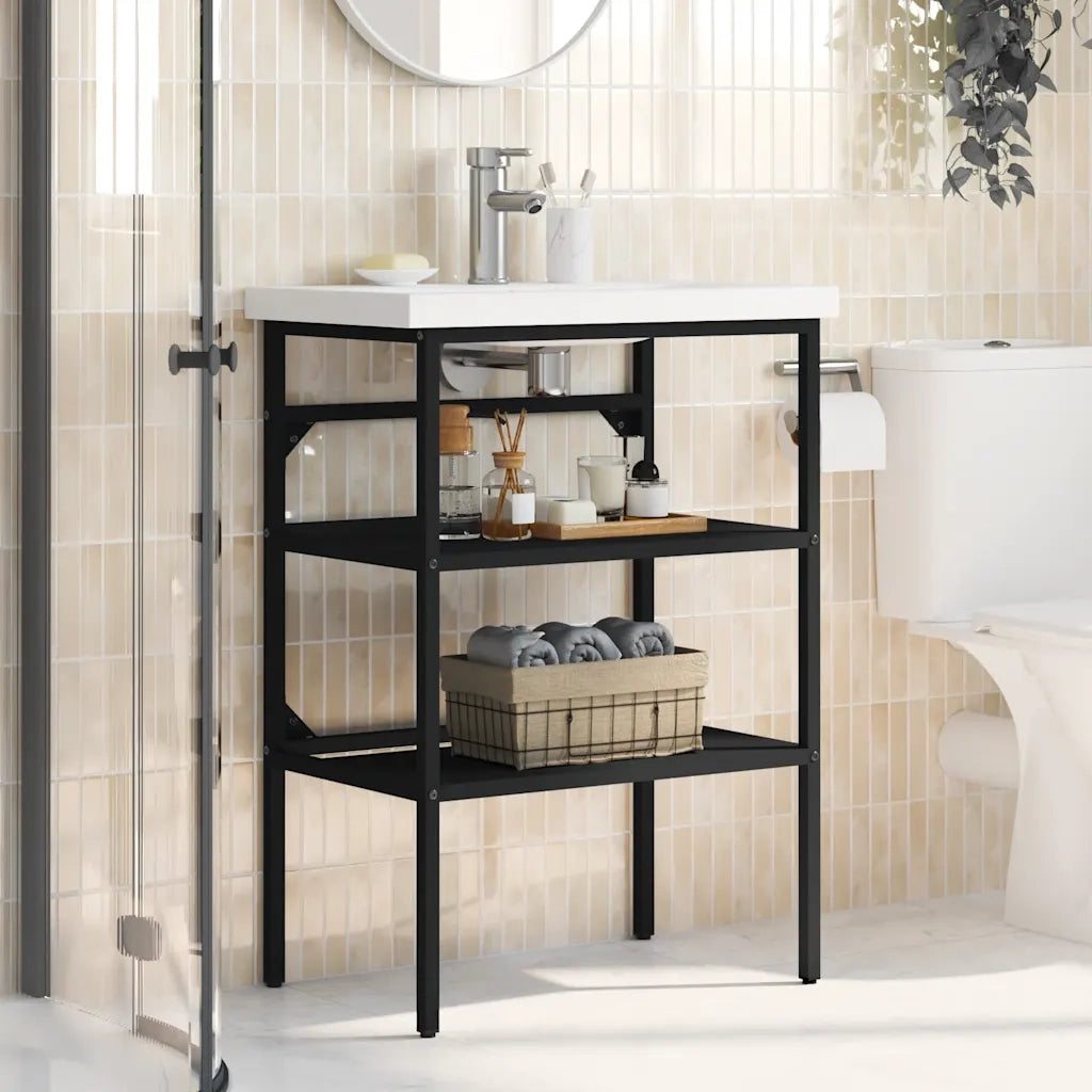 Struttura per Lavabo da Bagno-Mobile per bagno Nera 59x38x83 cm in Ferro