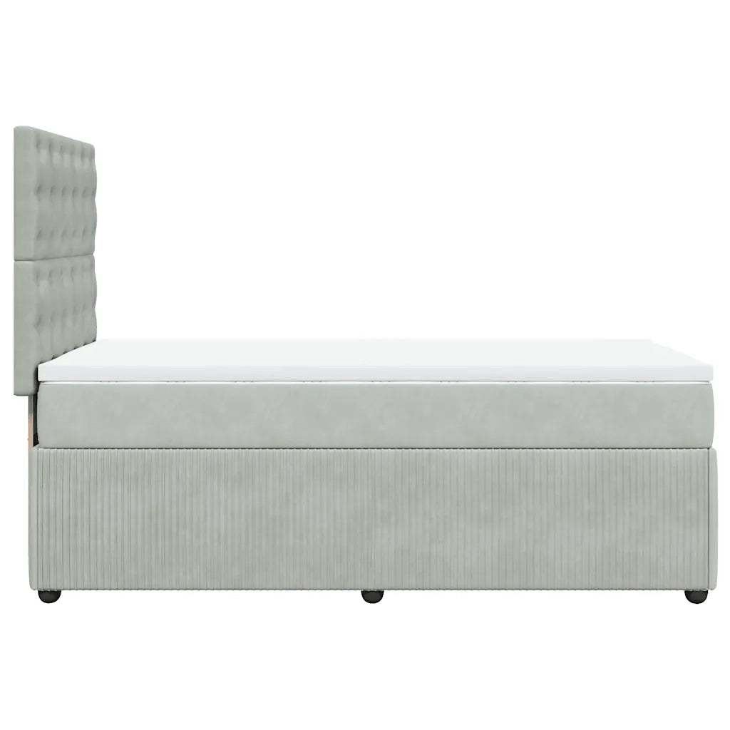 Giroletto a Molle con Materasso Grigio Chiaro 100x200cm Velluto