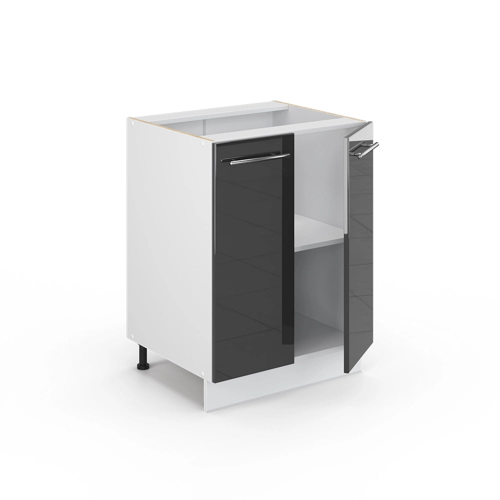 Mobiletto base cucina Fame-Line Antracite lucido/Bianco 60 cm, PL Marmo Vicco