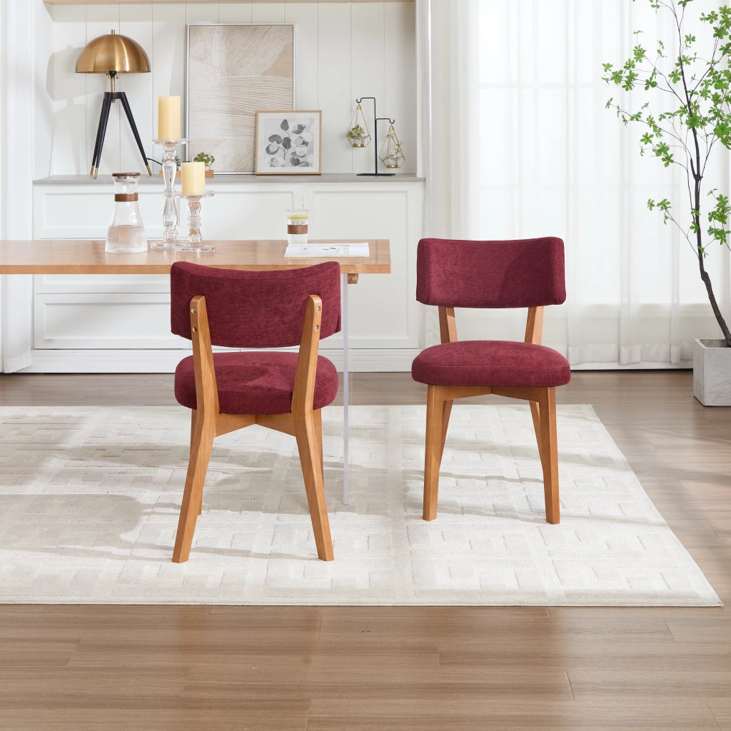 Set 2 Sedie da Pranzo Mid-Century ¨C MINIMAL ¨C Gambe in Legno Massello, Seduta Imbottita in Tessuto