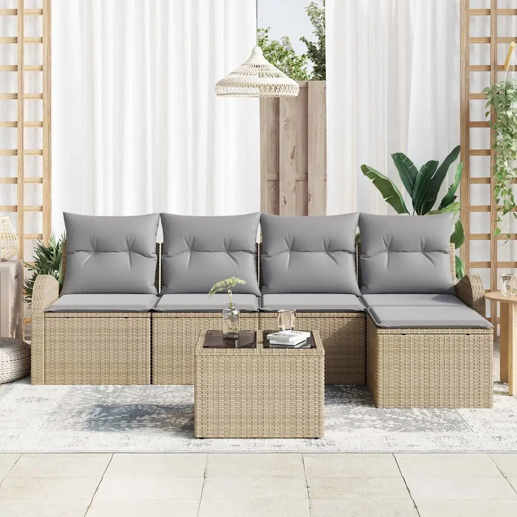 Set di divani 6 pcs Beige e Grigio Chiaro polyrattan 3354679