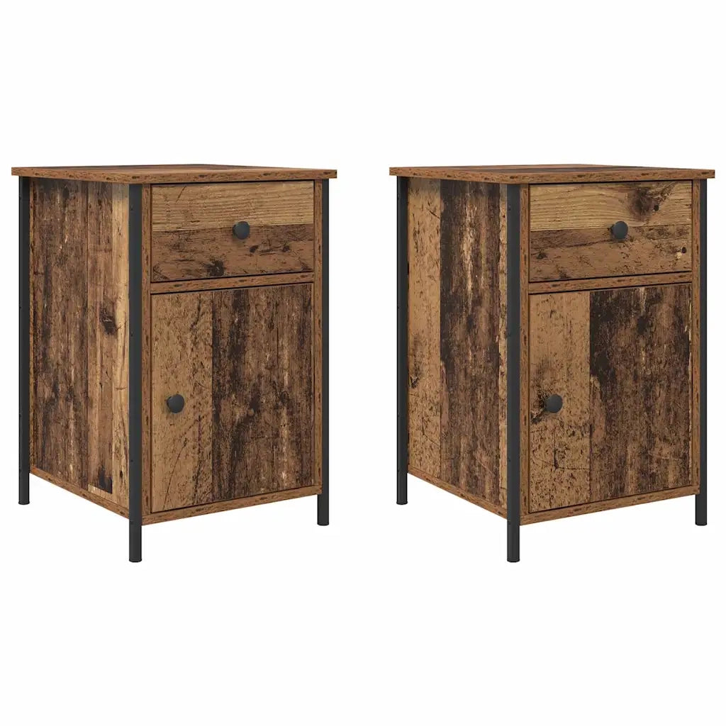 Set di 2 Comodini | Armadio da Notte | Mobiletto da notte Legno vecchio 40 x 42 x 60 cm