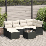 Set Divano da Giardino con cuscino 7 pcs Nero polyrattan 3345437
