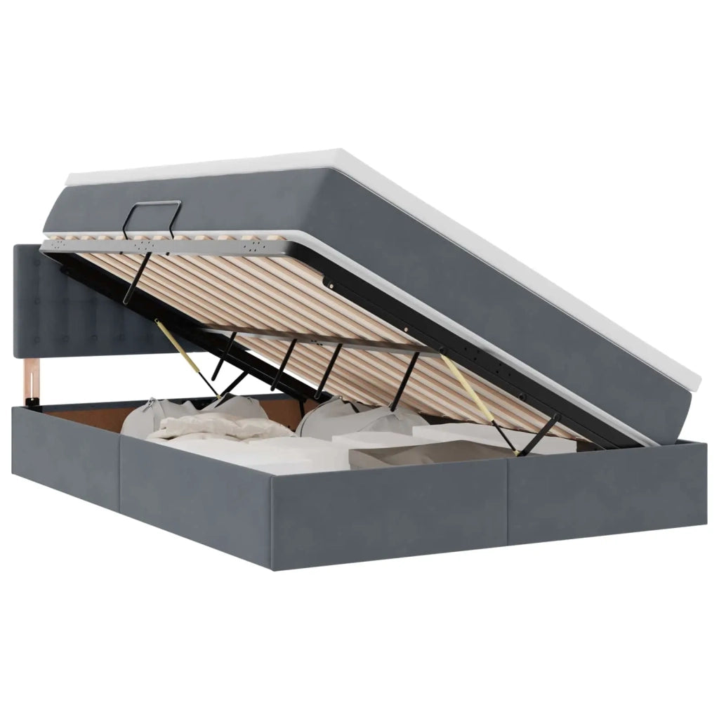 Letto con Contenitore Grigio scuro 140 x 200 cm Velluto