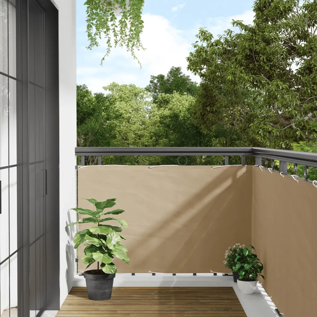 Paravento da Balcone-Pannello per balcone Beige 90x300 cm in Tessuto Oxford