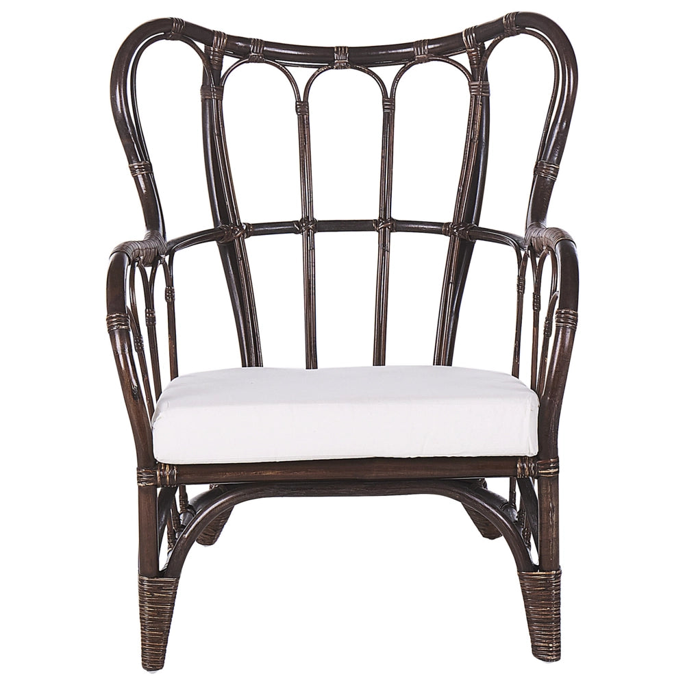 Lounge Set da Giardino 4 Posti in Rattan Naturale Marrone e cuscini Beige