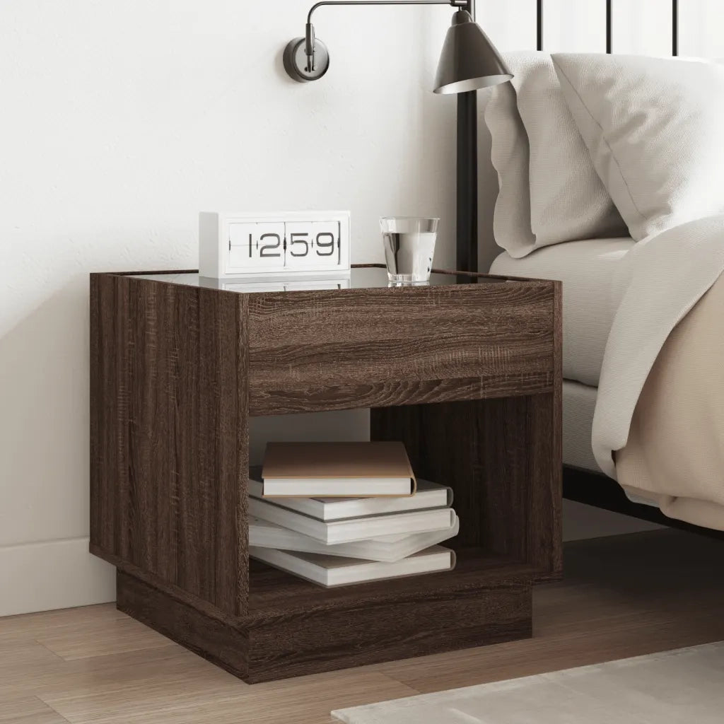 Comodino con LED Infinity Rovere Marrone 50x50x50 cm 3284090