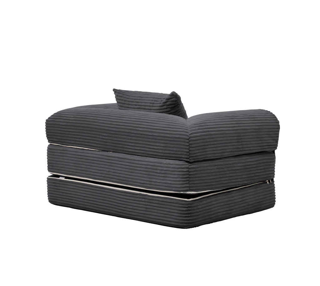 POLTRONA LETTO 33x33x95 cm Tessuto Corda Grigio con cuscino