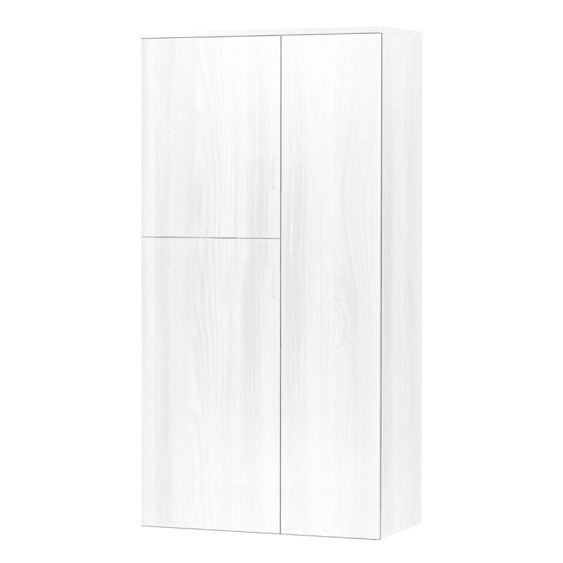 Armadio Multiuso 77x34x180 Bianco Legno 2 Ante E 5 Ripiani
