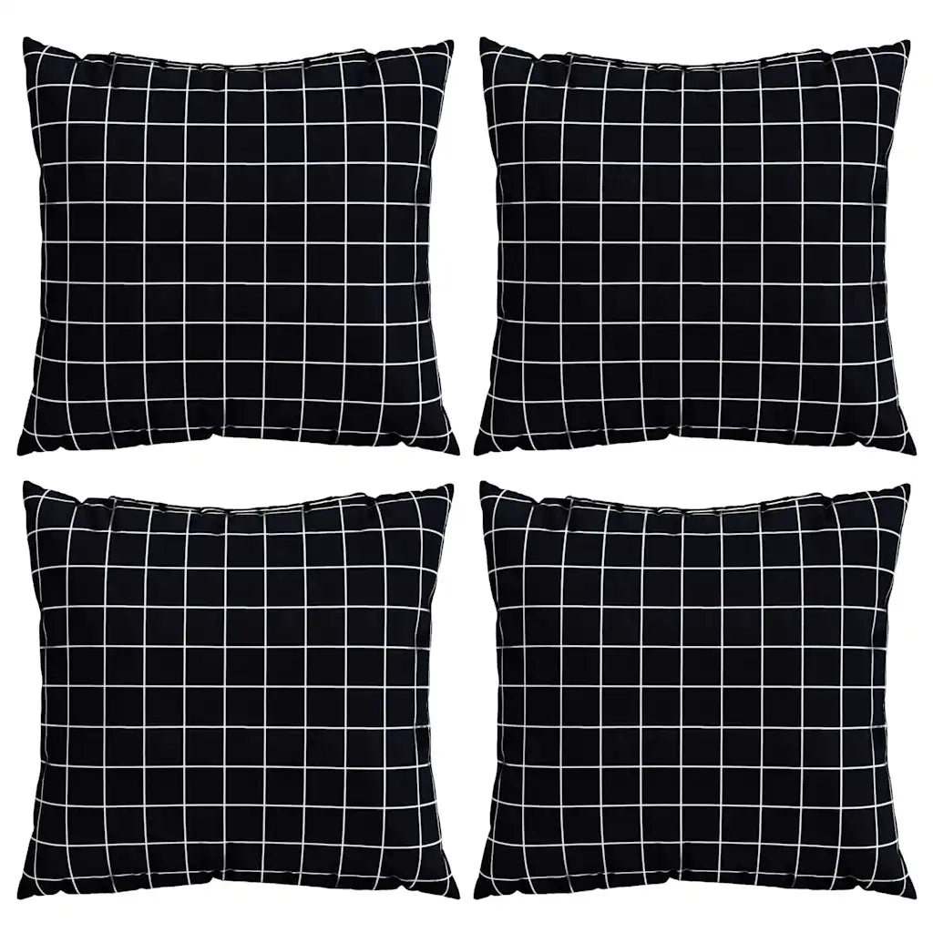 Cuscini Scatter a scacchi 4 pcs Quadro Nero 40 x 40 cm 360375