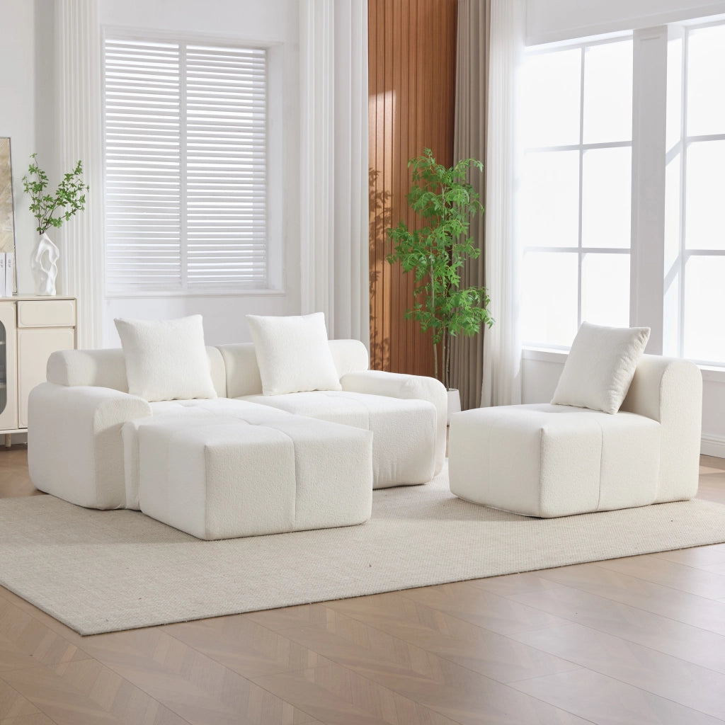Sof¨¤ modulare a nuvola - Zephmum- 3 posti beige schiuma memory L 268x102x78 cm