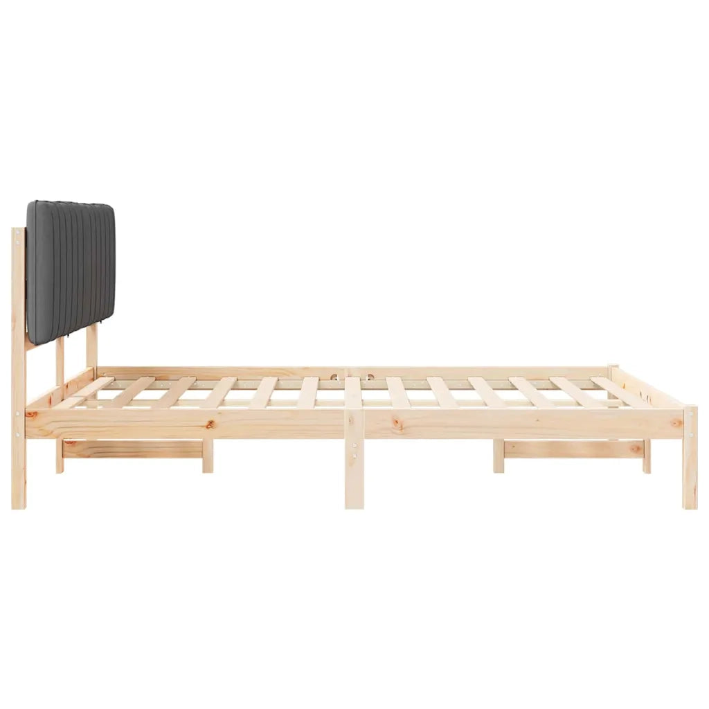 Letto con Testiera Rivestita-Struttura Letto con Testiera Grigio scuro 150 x 200 cm 183966