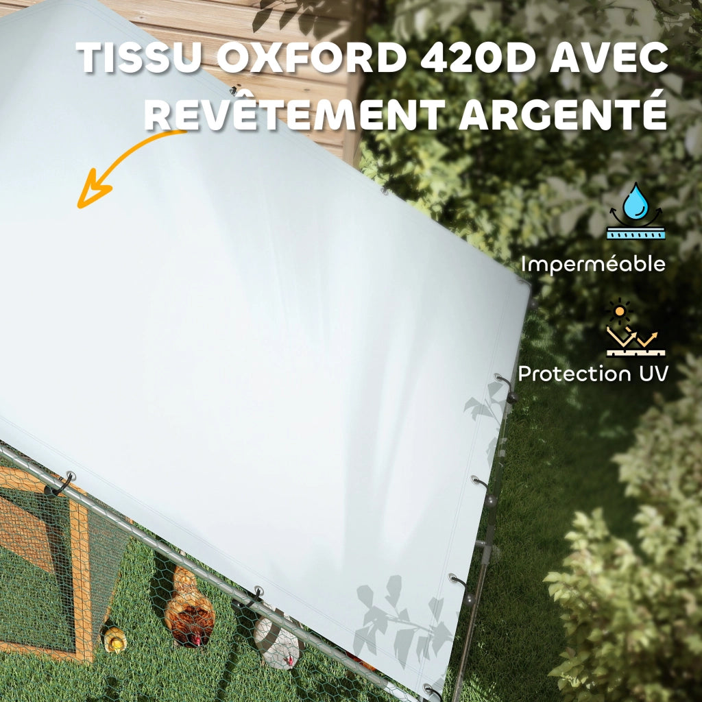 Pollaio Grande in Metallo ¨C Xylo ¨C Copertura Impermeabile Anti-UV, 3x3.4x1.9m, per 10-15 Galline