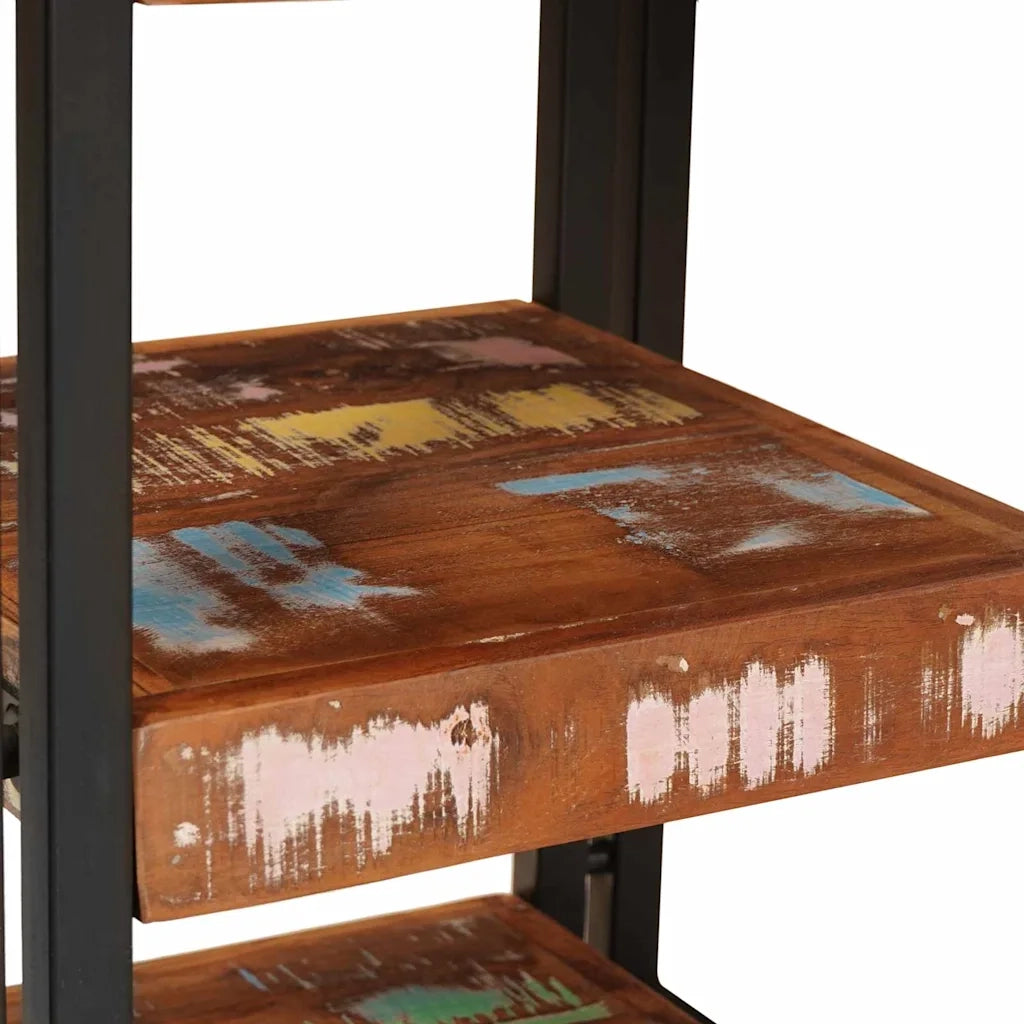 Comodino 2 pcs Marrone e Nero Legno massello di recupero 4016733