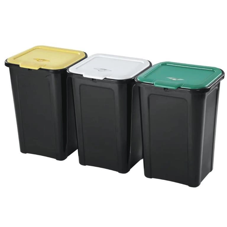 Set 3 Pezzi Pattumiera Differenziata Cover Line da 44 Litri Tontarelli