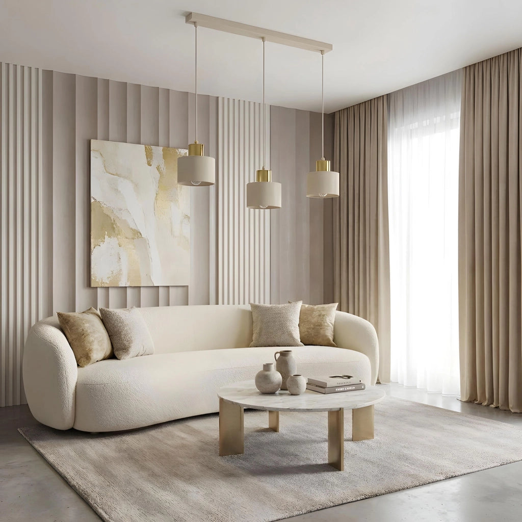 Lampada sospesa minimalista Parkla 3xE27 beige oro cilindri