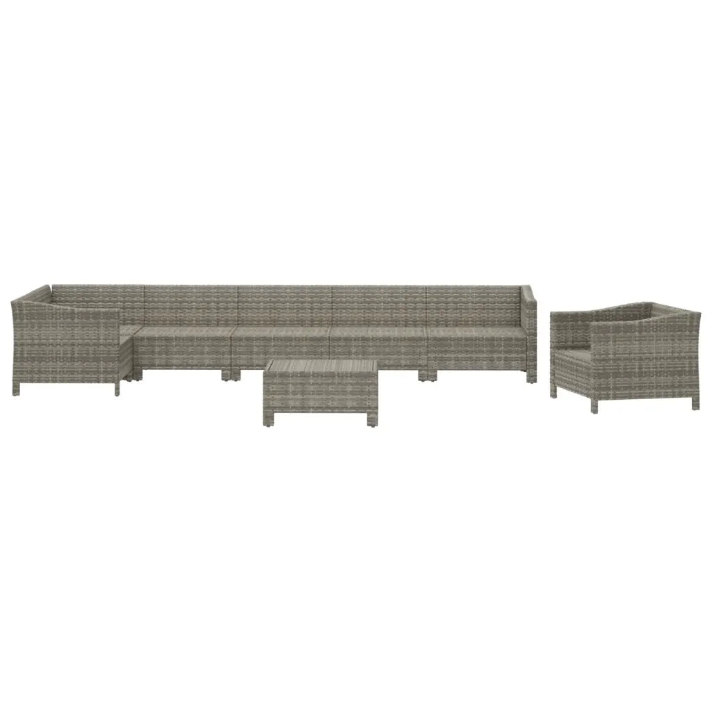Set Divani da Giardino 8 pz con Cuscini in Polyrattan Grigio 3187285