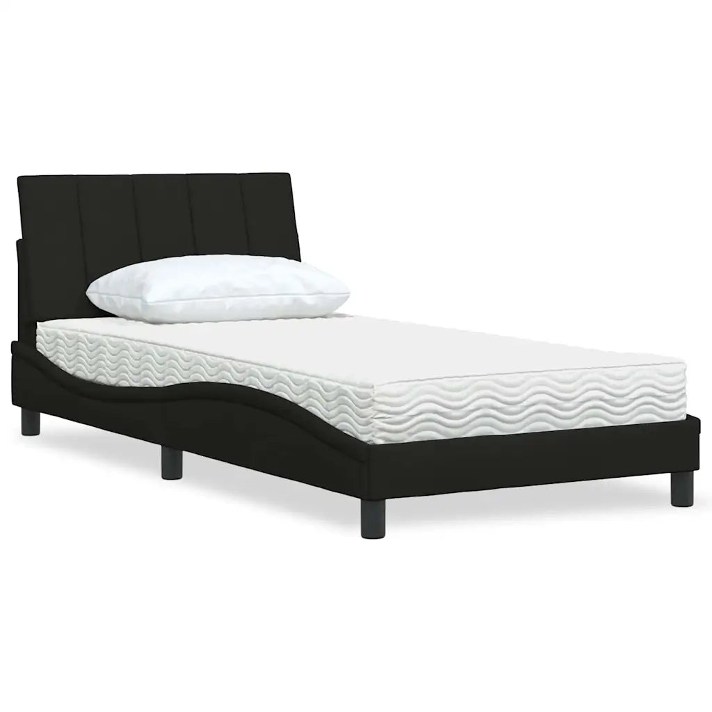 Letto con Materasso Hanko Nero 100x200 cm in Tessuto 3310512