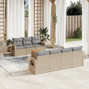 Set Divano da Giardino 8 pz con Cuscini Beige Misto Polyrattan