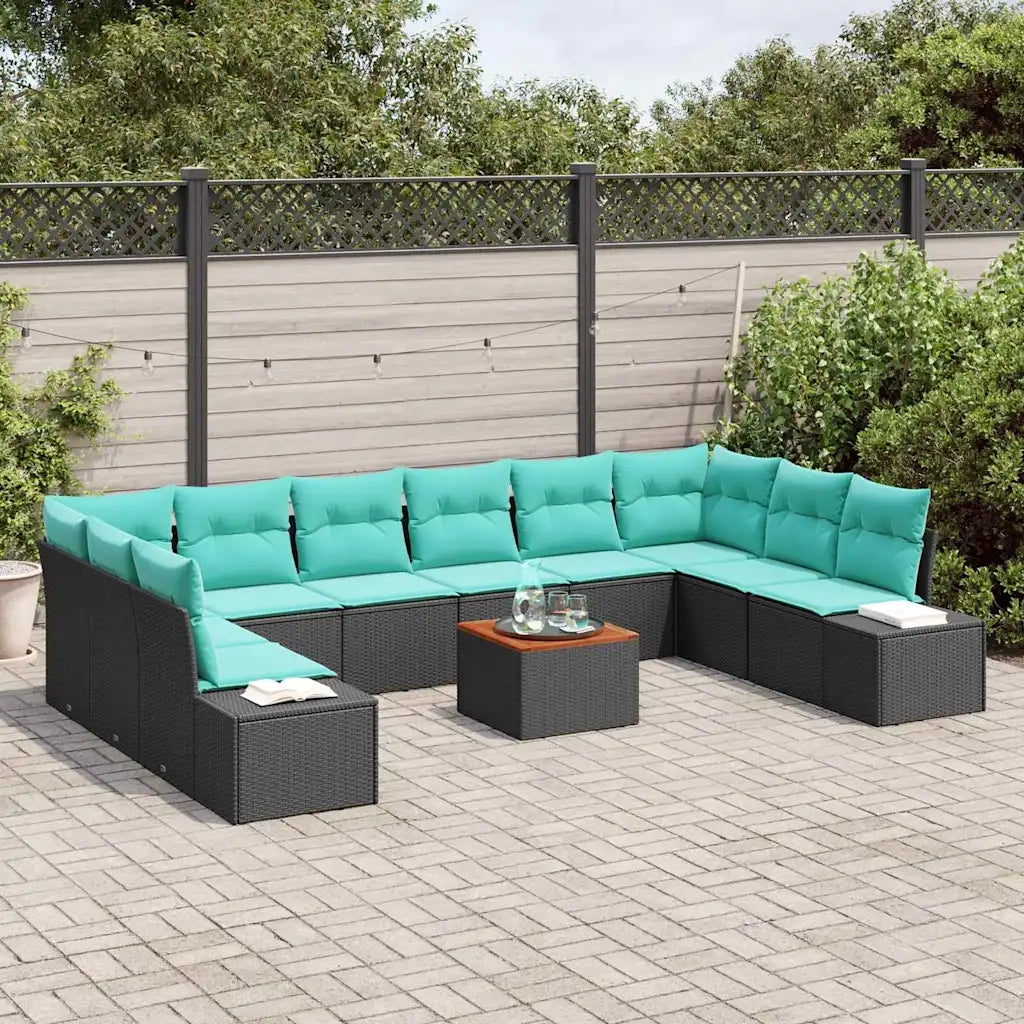 Set Divano da Giardino 11 pz Nero e turchese 3356681
