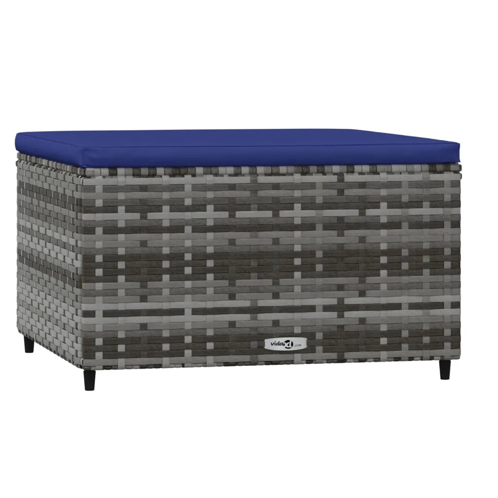 Poggiapiedi da Giardino con Cuscino in Polyrattan Grigio CFW6622782