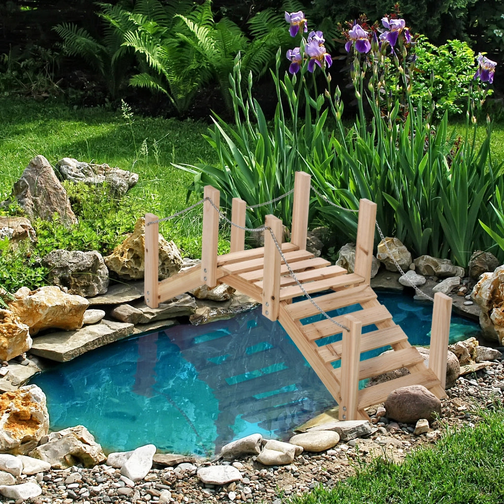 Ponticello da Giardino in Legno per Stagno ¨C Minimal ¨C 100x32x48 cm