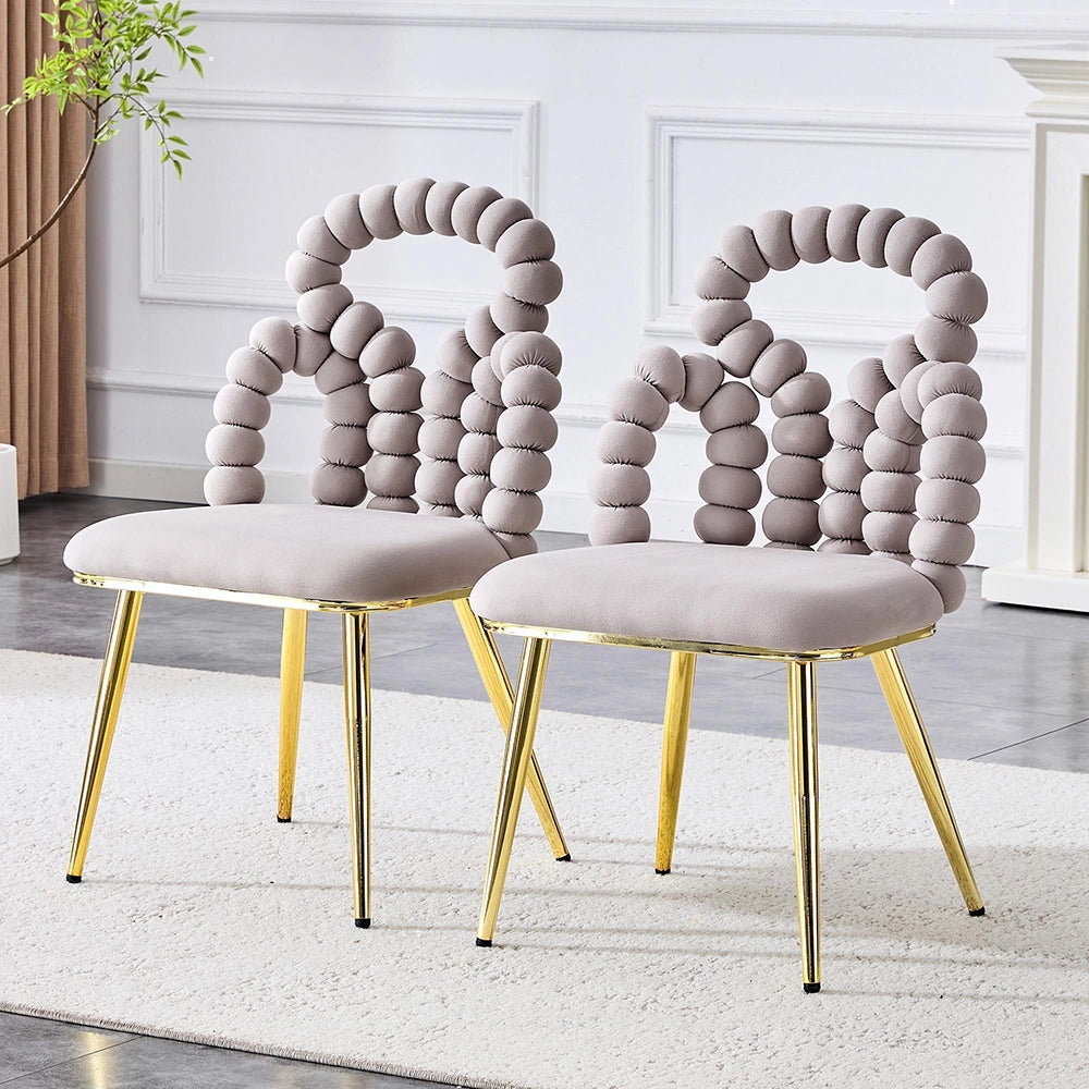Set 2 sedie da pranzo - Xylo - velluto grigio gambe dorate