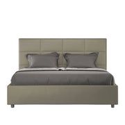 Letto queen size con rete imbottito 150x190 similpelle cappuccino Mika