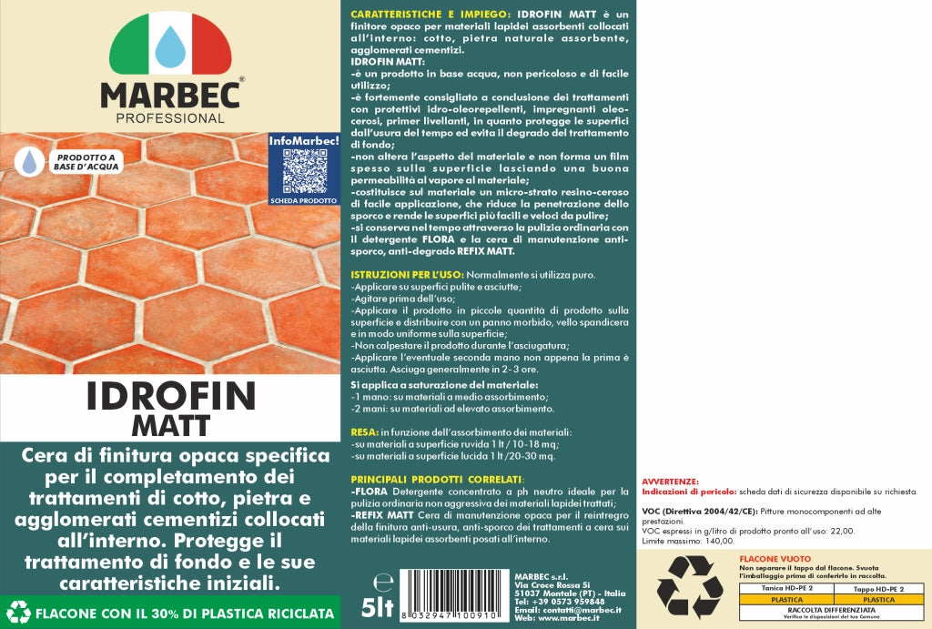 Cera per pavimenti IDROFIN MATT   5LT