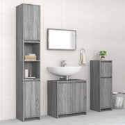Set Mobili da Bagno 4 pz Grigio Sonoma in Legno Multistrato