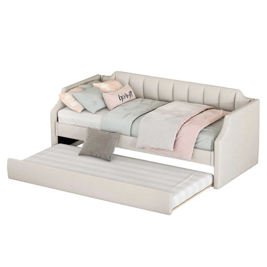 Letto Singolo Imbottito con Rollbett ¨C MINIMAL ¨C Beige 90x200