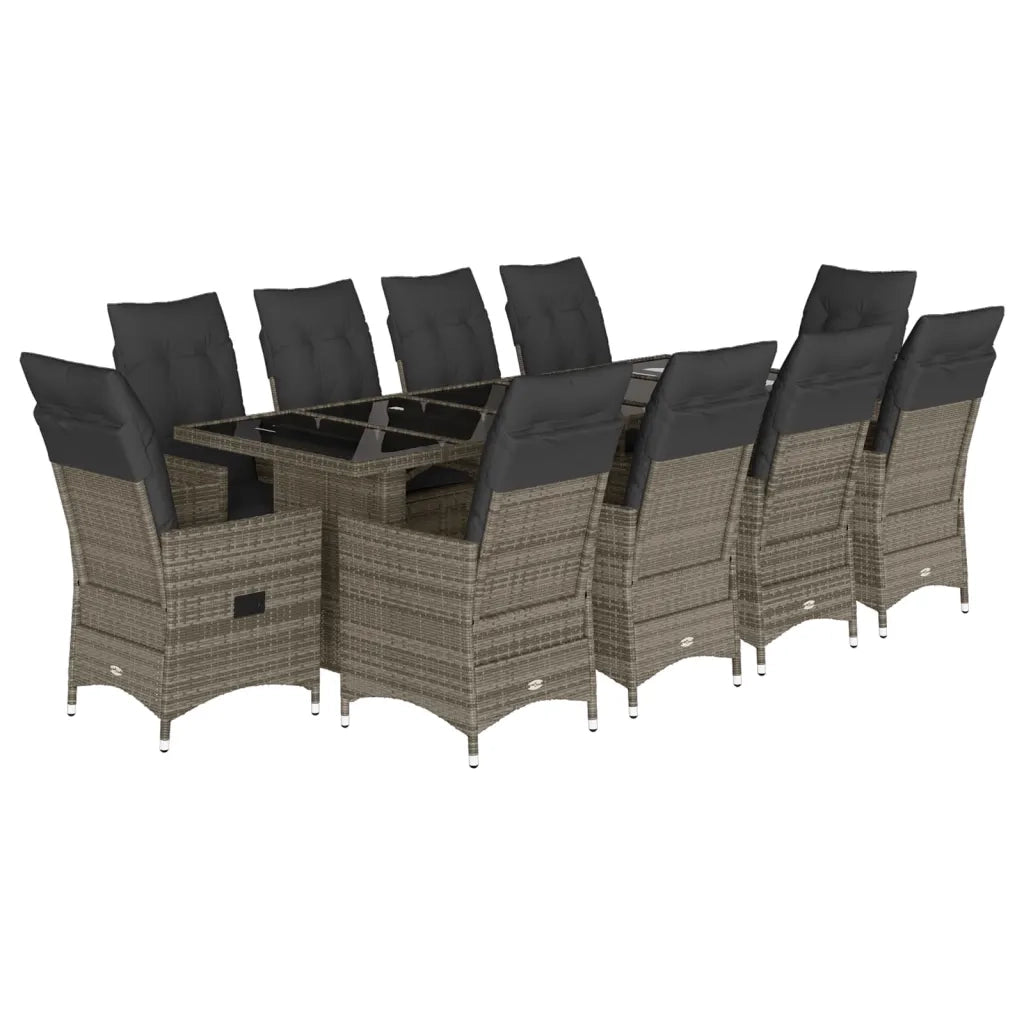 Set Bistrò da Giardino 11 pz con Cuscini in Polyrattan Grigio 3277241