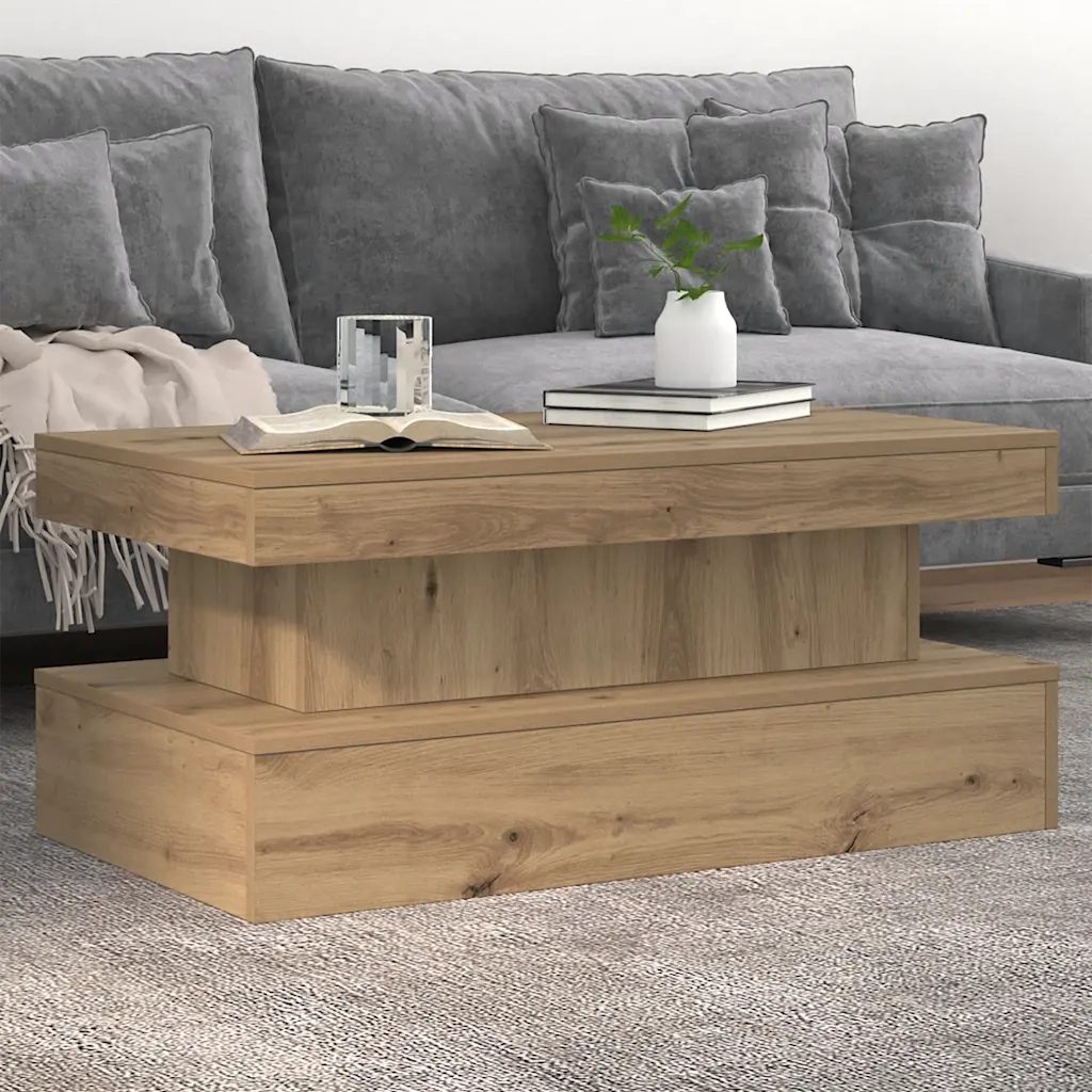 Tavolino da salotto | Tavolino da caff¨¨ | Tavolino da Soggiorno con Luci LED Rovere Artigianale 90x50x40 cm