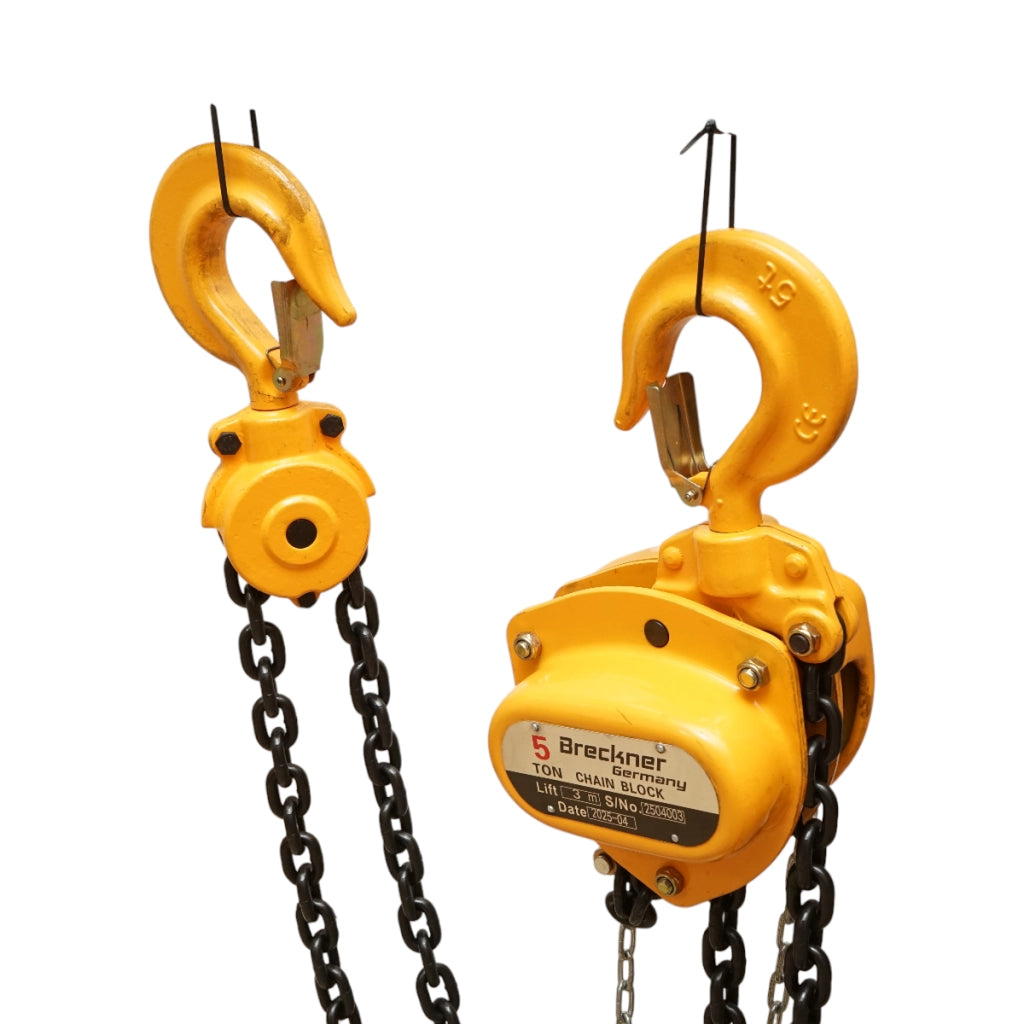 Paranco manuale a catena, carico massimo 5000 kg, lunghezza catena 3 m Breckner Germany