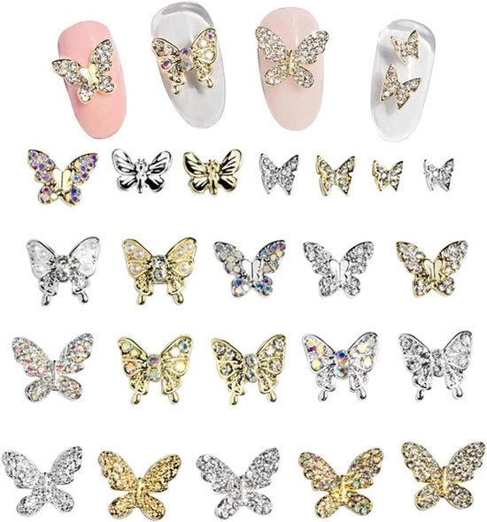 Decorazioni per unghie DIY 22 pezzi in oro e argento con elementi bling