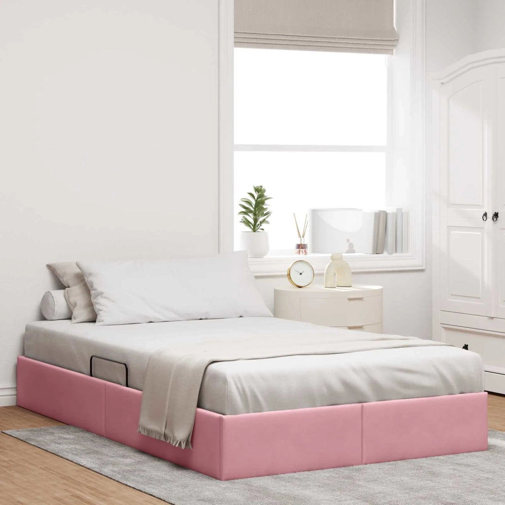 Letto ottomano con archiviazione Rosa 120 x 200 cm Velluto 3442873
