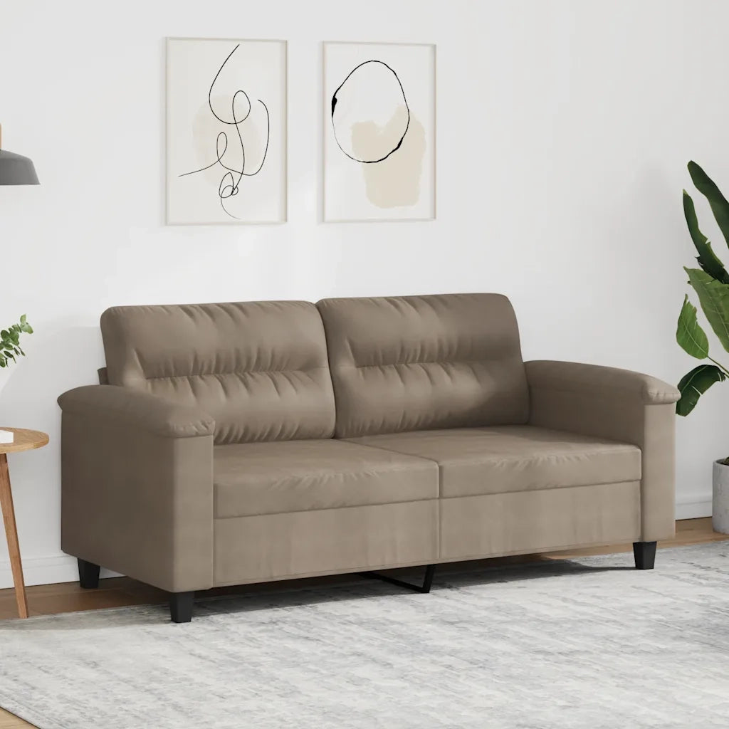 Divano a 2 Posti-Sofa 2 Posti Tortora 140 cm in Tessuto Microfibra