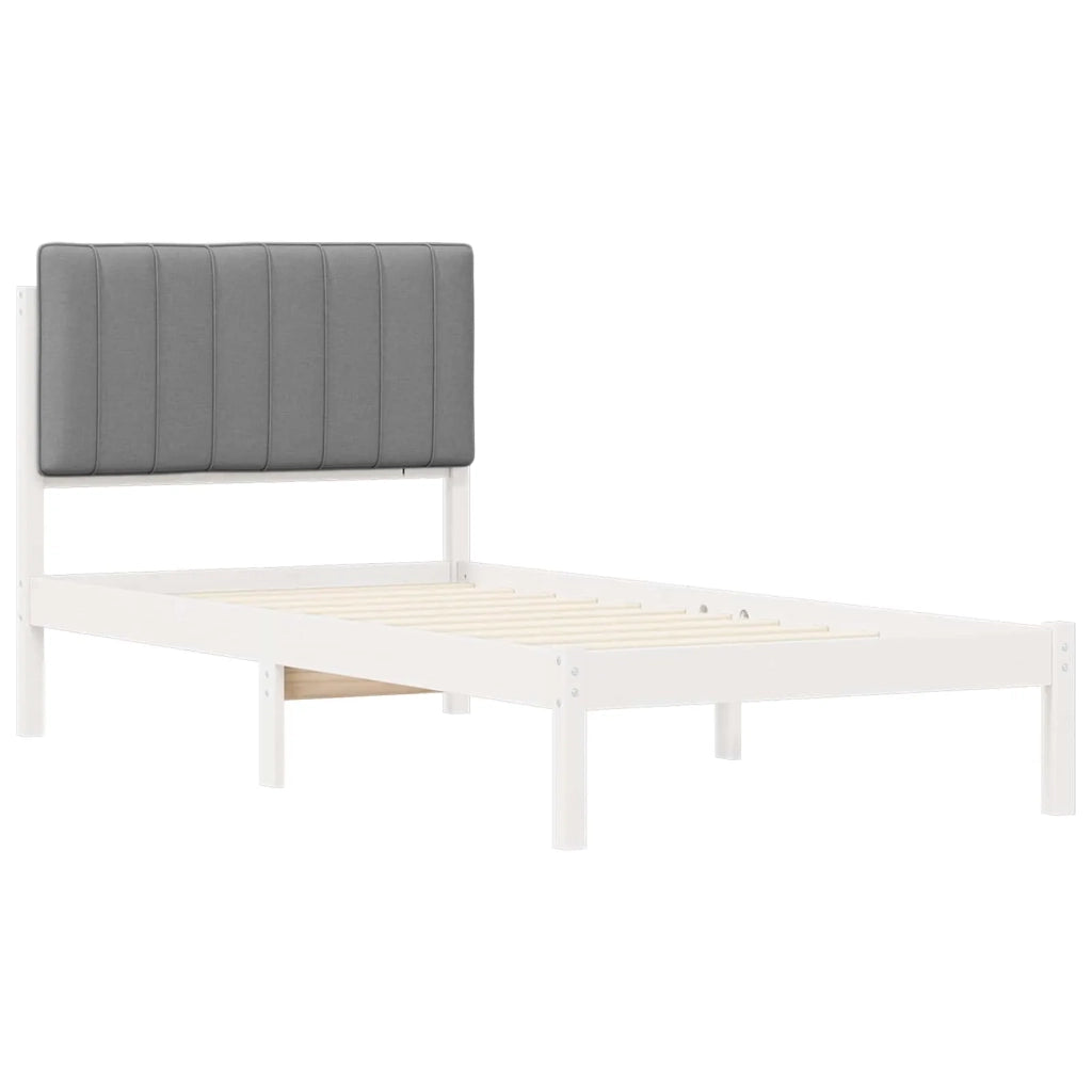Letto con Testiera Rivestita Grigio chiaro 90 x 190 cm