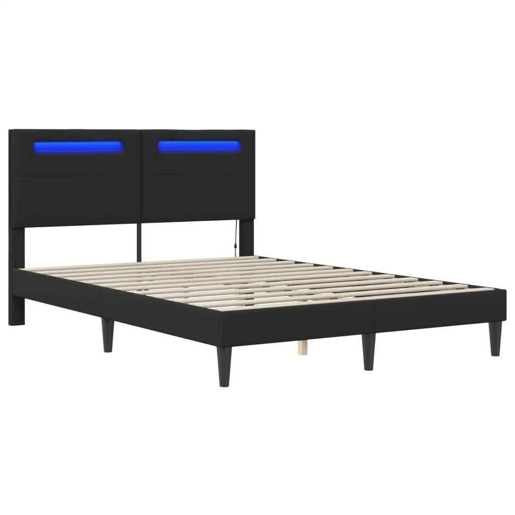 Letto matrimoniale | Letto per adulti | Struttura del letto con testiera Nero 160 x 200 cm Similpelle