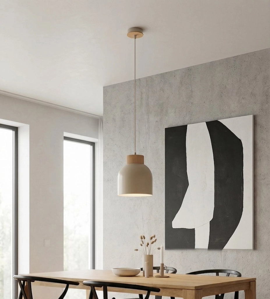 Lampada a sospensione VIGO beige legno 1xE27