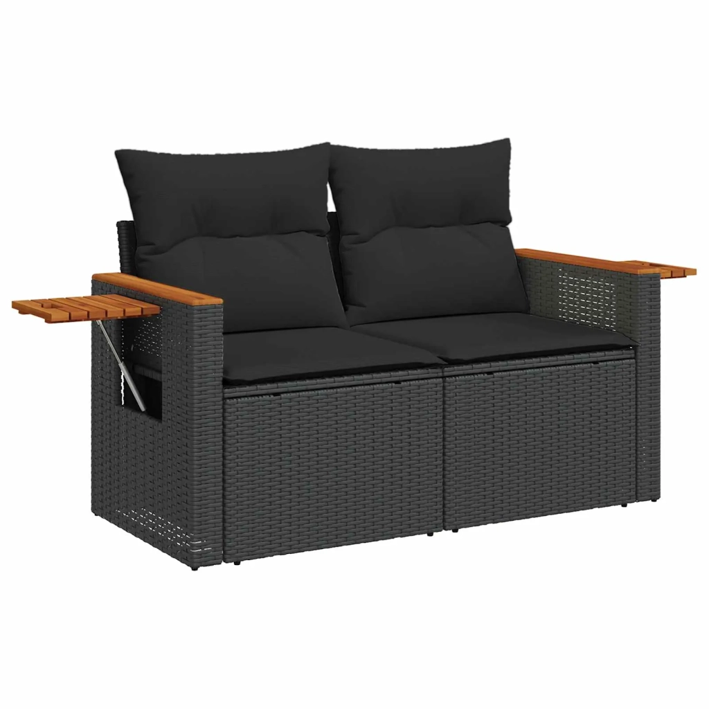 Set Divano da Giardino con cuscino 10 pcs Nero