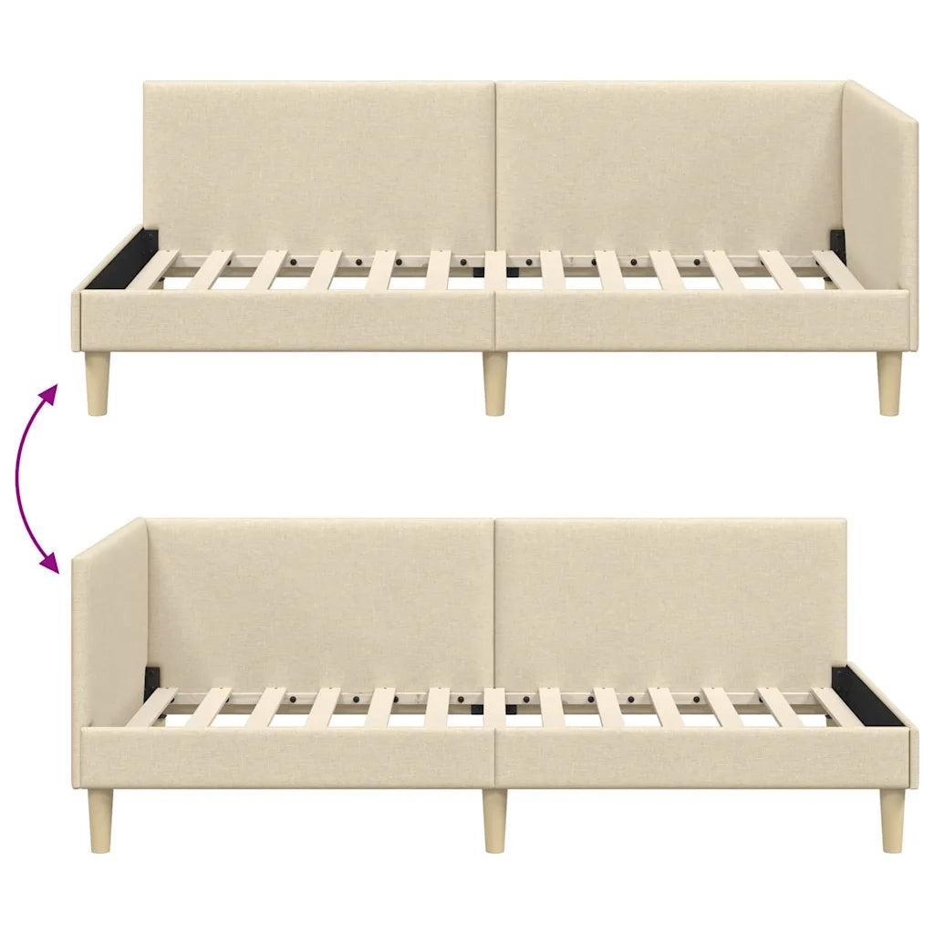 Cornice del letto ad angolo con testiera Crema 100 cm x 200 cm 42016203